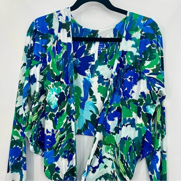 Baiia Monet Print Long Sleeve Swim Wrap Top Limited Edition Floral Plus Size 14 - Picture 6 of 9